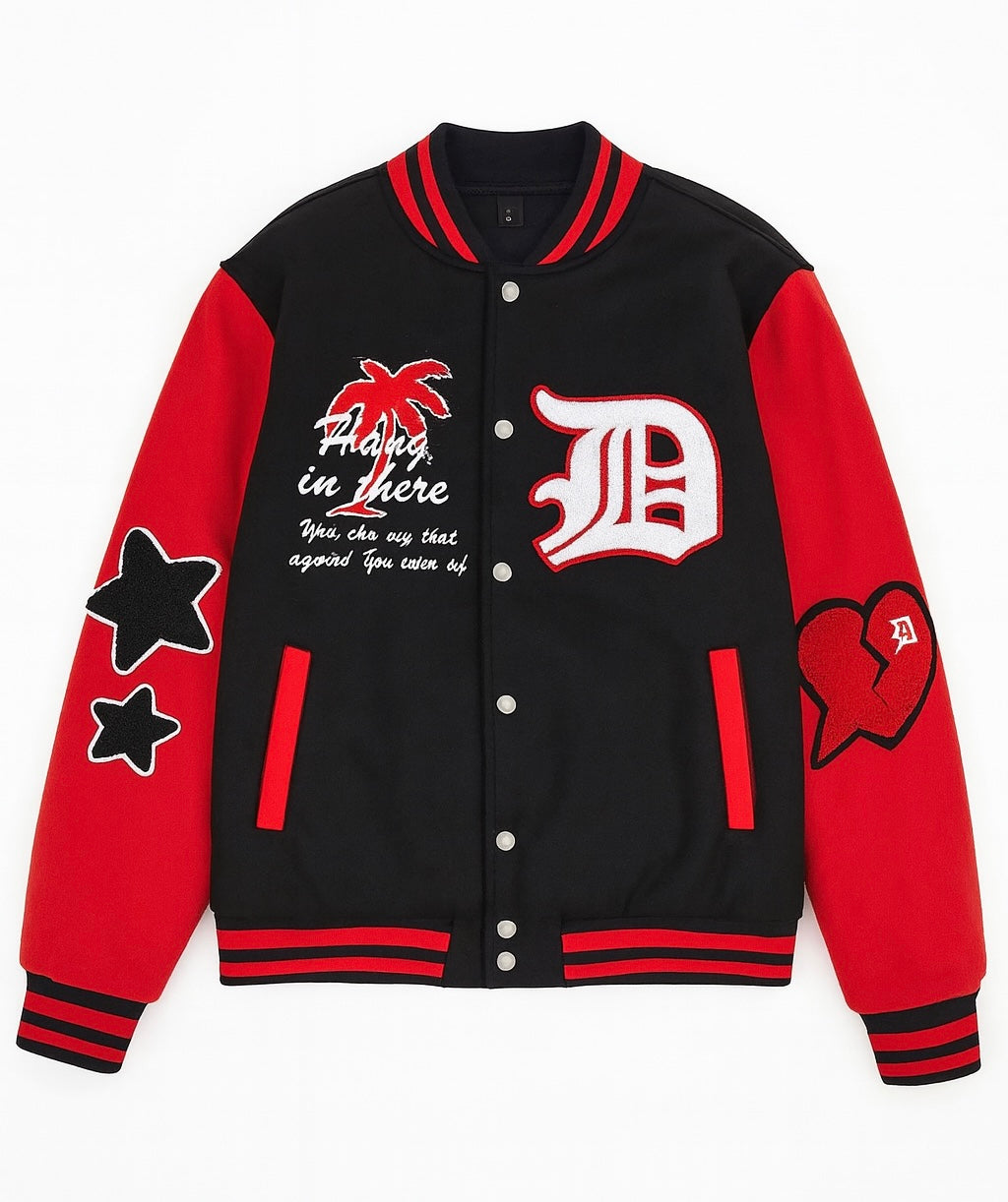Black & Red Varsity “D Heartbreaker” Jacket