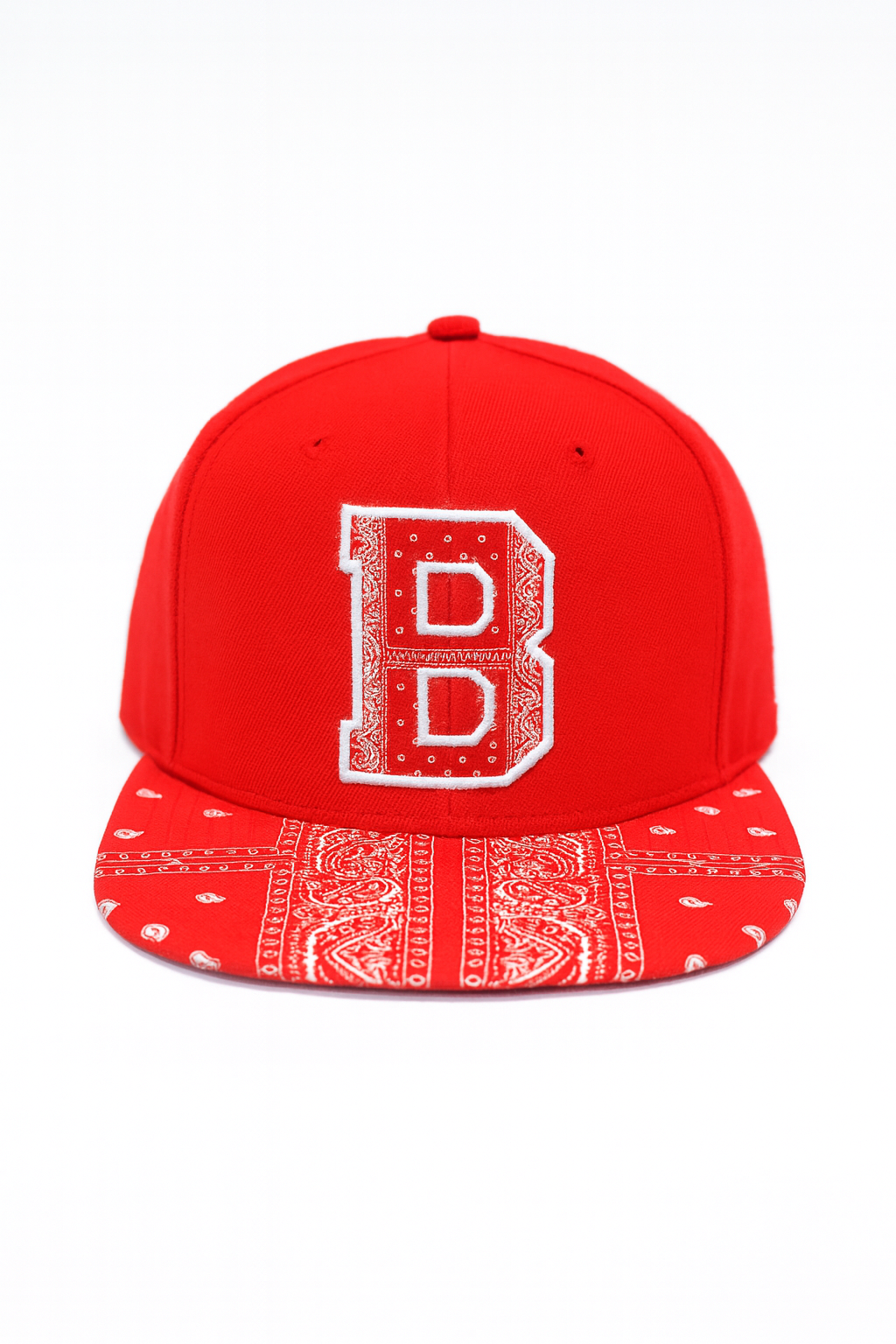 Red Bandana Snapback Cap – Streetwear Embroidered Hat