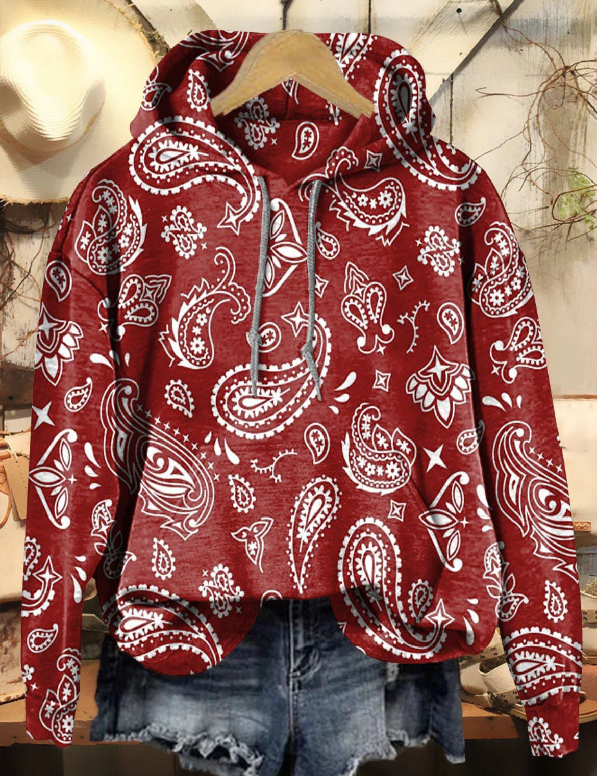 Vintage Paisley Print Casual Hoodie Sweatshirt