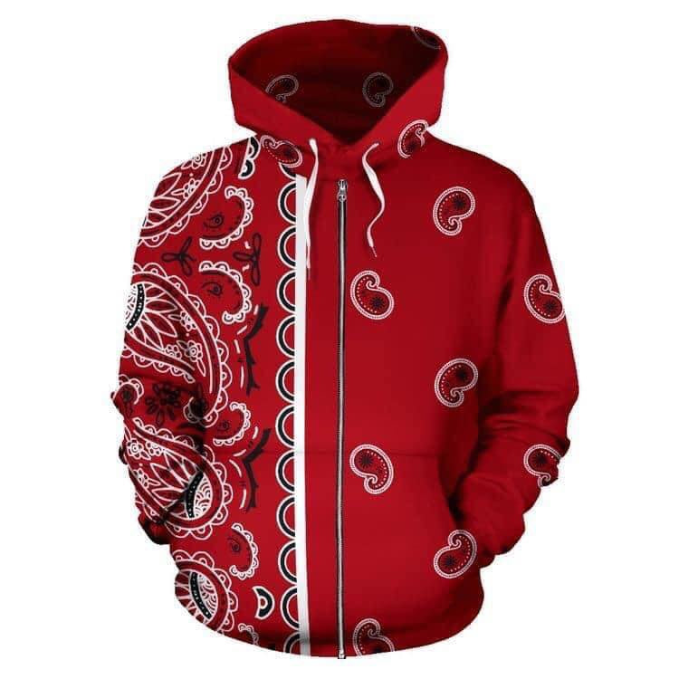 Red Paisley Bandana Hoodie