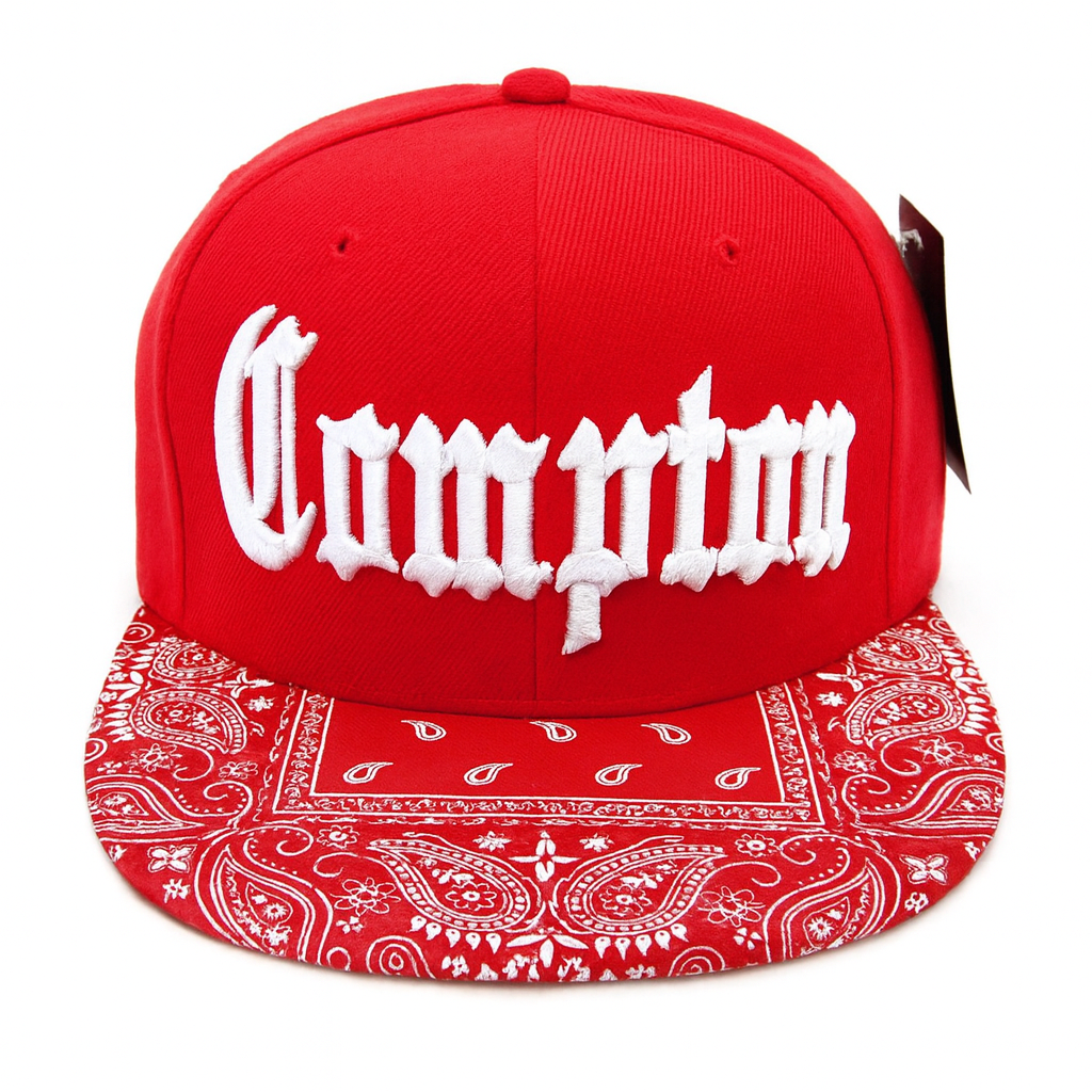 Red Bandana Snapback Cap – Streetwear Embroidered Hat