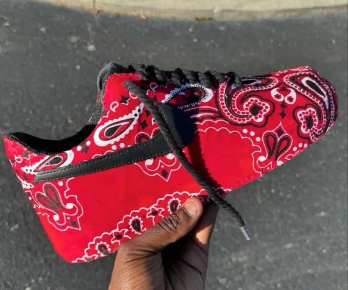 Custom Red Bandana Airforce 1 Sneakers