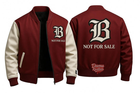 B Not For Sale Varsity Jacket – Red/Burgundy Edition