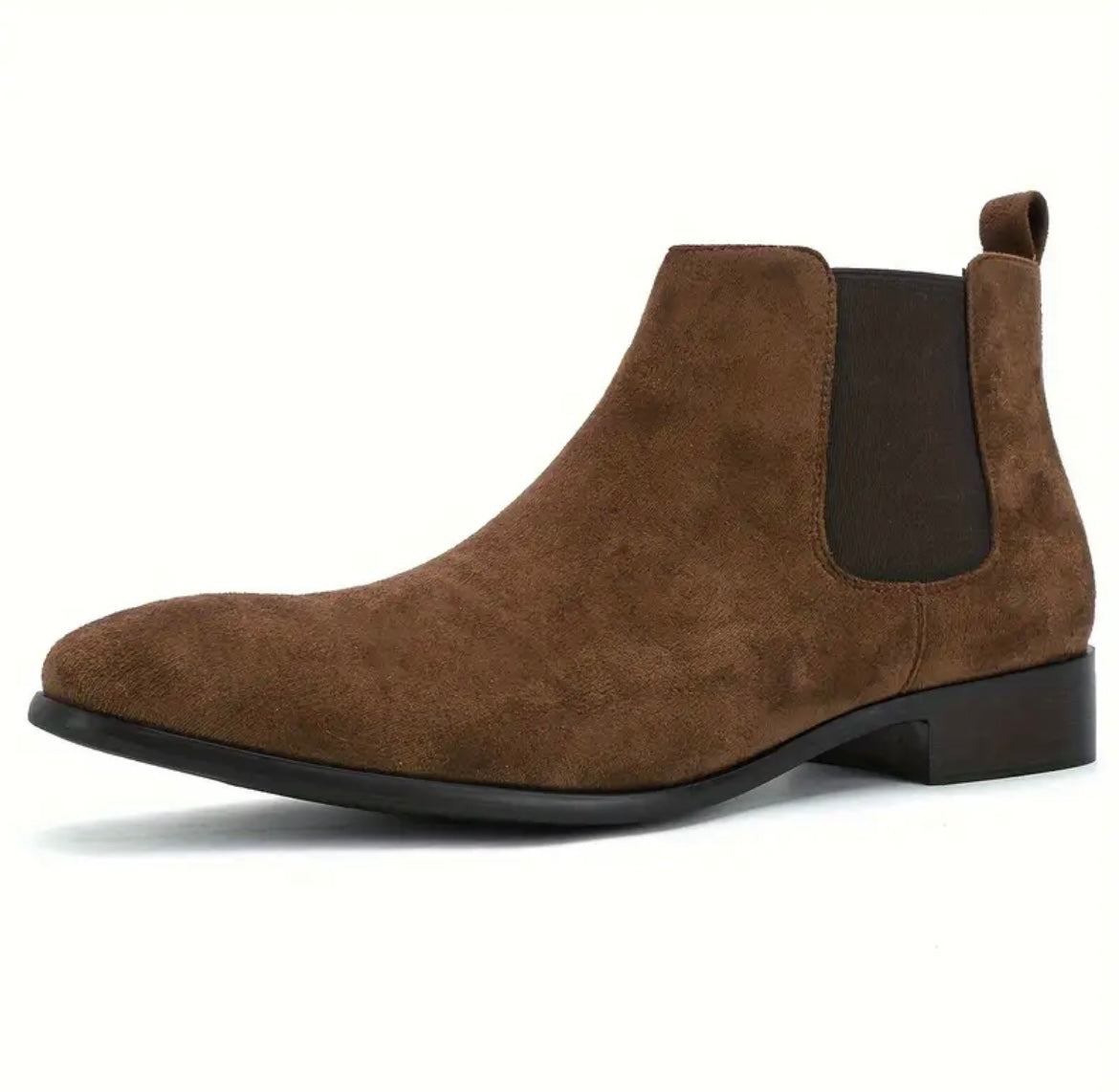 Men's Classy Style Ankle-High Boots with Elastic Side Zipper - Black Casual Versatile Shoes