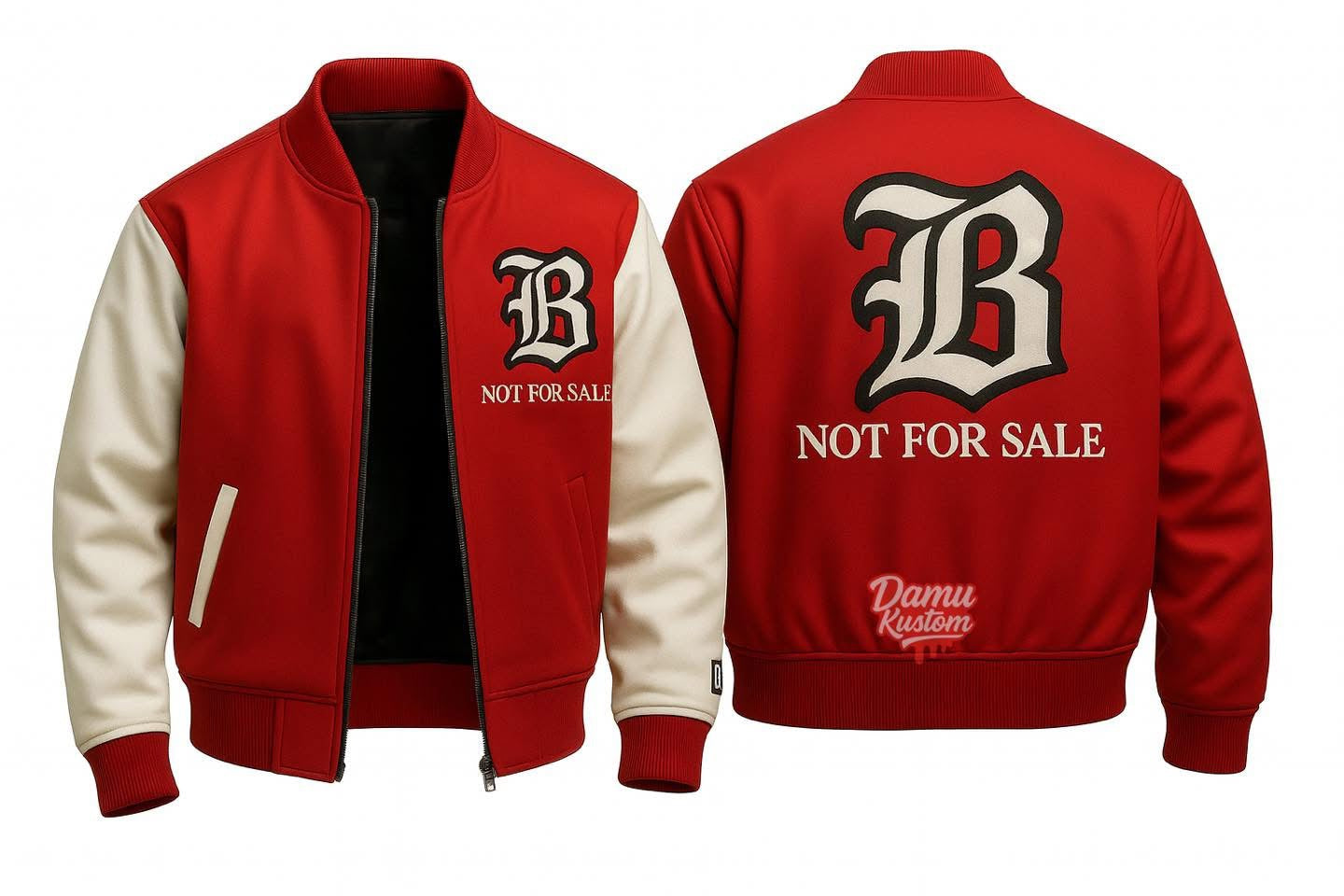B Not For Sale Varsity Jacket – Red/Burgundy Edition