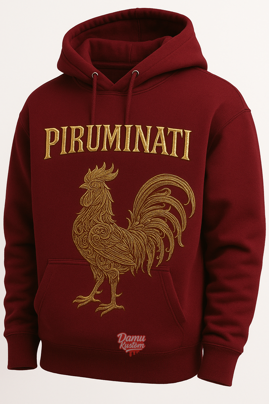 PIRUMINATI Burgundy Hoodie – Gold Gothic Edition