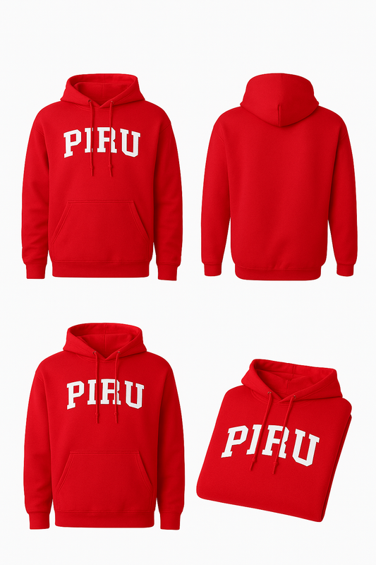 Red “PIRU” Streetwear Hoodie – Unisex Graphic Pullover Sweatshirt