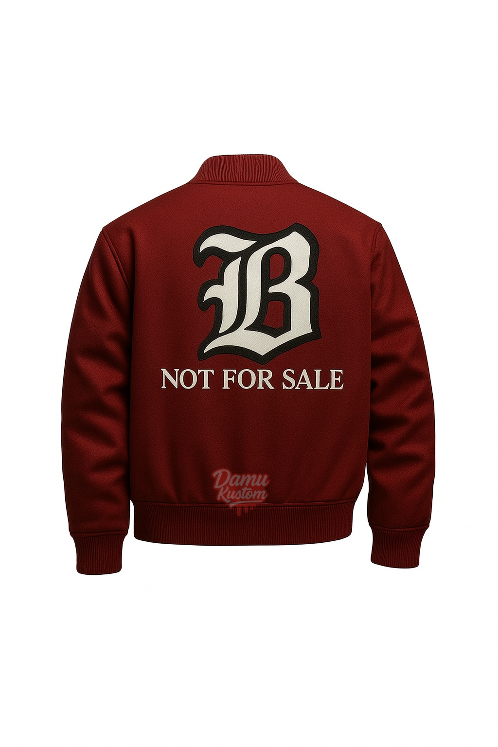 B Not For Sale Varsity Jacket – Burgundy & Cream
