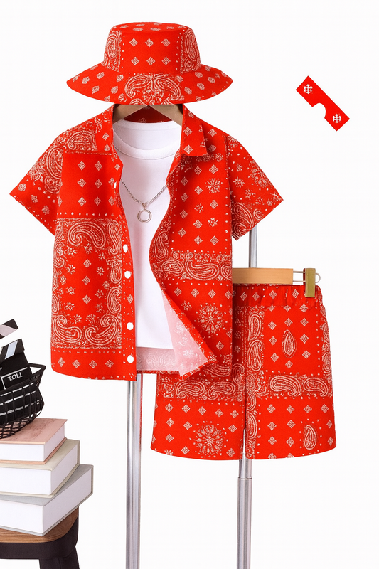 Bandana 3-Piece Set (Shirt, Shorts & Bucket Hat)
