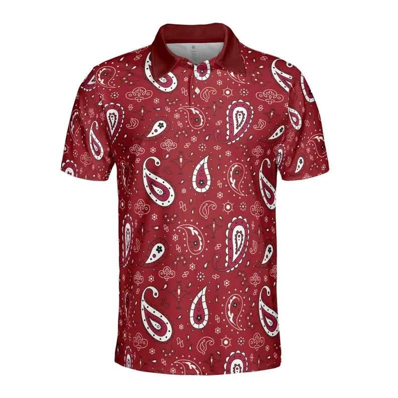 Burgundy Bandana Paisley Polo Shirt