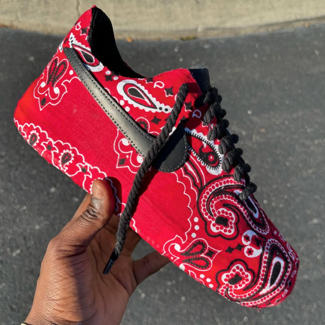 Custom Red Bandana Airforce 1 Sneakers