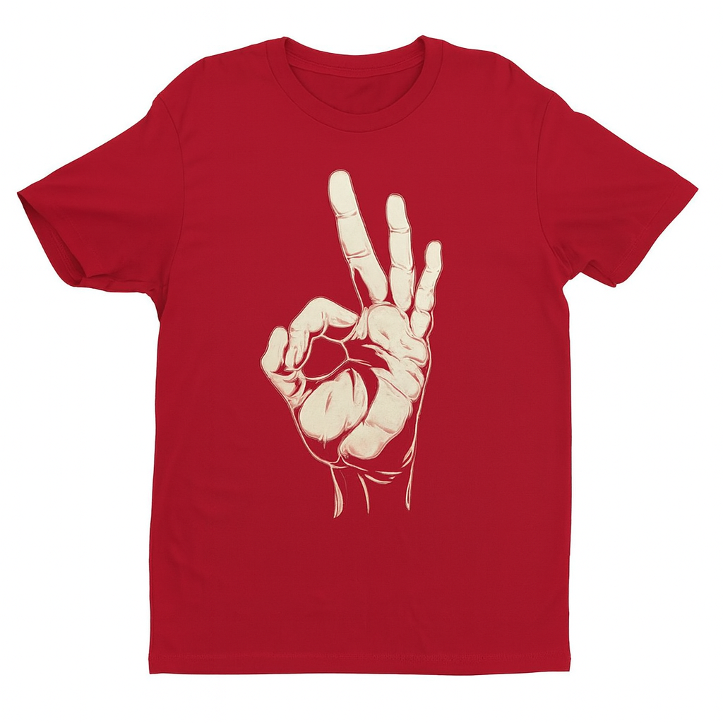 Red “OK Hand” Graphic Tee
