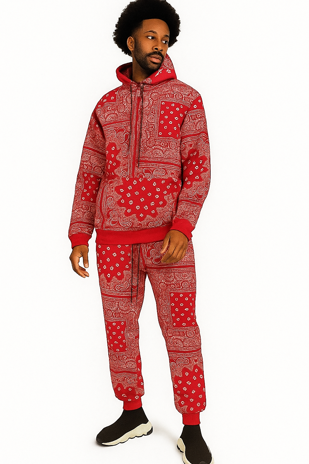 Luxury Bandana Hoodie & Sweatpants Outfit