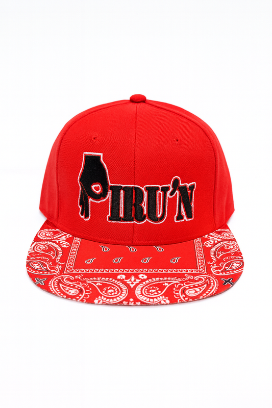 Red Bandana Snapback Cap – Streetwear Embroidered Hat