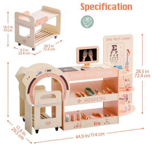 ROBOTIME Wooden Doctor Medical Center Playset
Pretend Play Doctor Toys Educational Role Play for Kids Age 3+