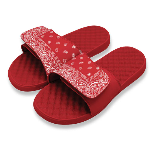 Red Bandana Print Slide Sandals
