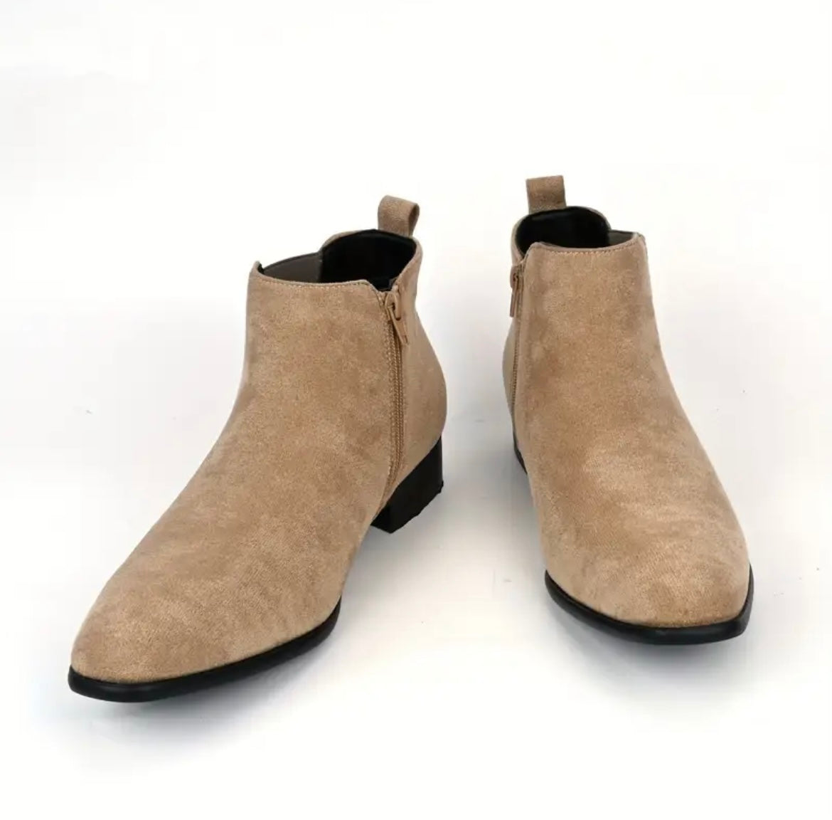 Men's Classy Style Ankle-High Boots with Elastic Side Zipper - Black Casual Versatile Shoes