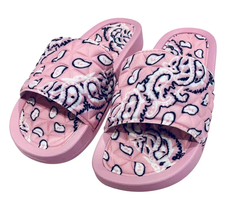 Women Bandana Slides/ Super Comfy/ Paisley Slides