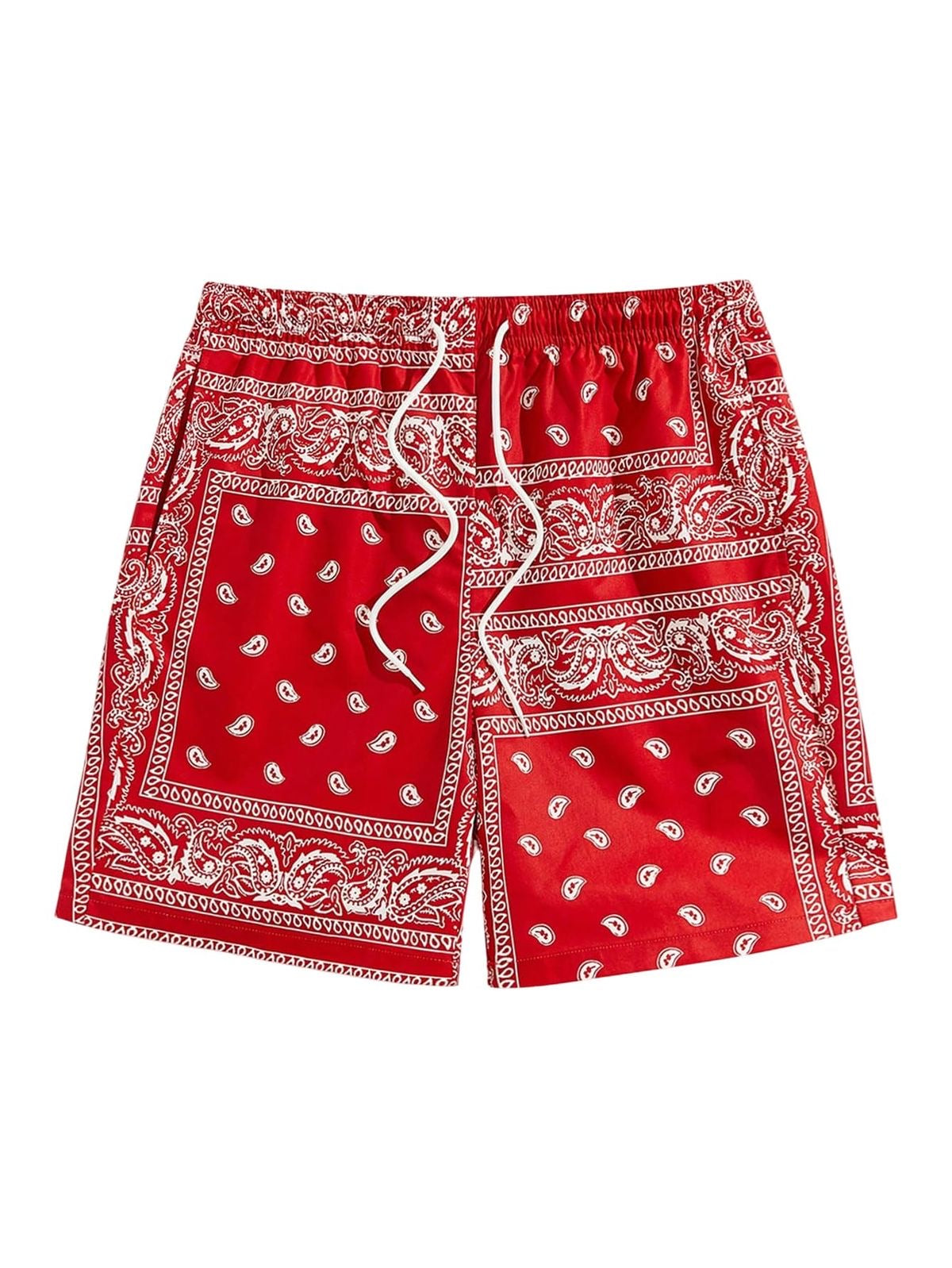 Floerns Boho Paisley Graphic Print Drawstring Waist Essentials Summer Bandana Shorts with Pocket