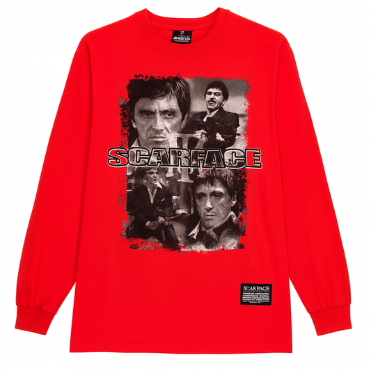 Scarface Retro Graphic Long Sleeve T-Shirt – Red