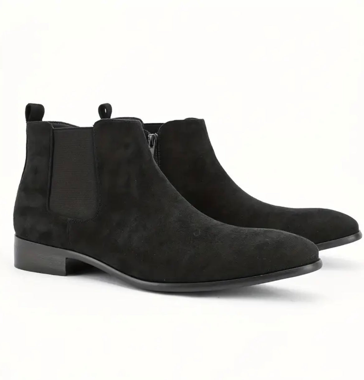 Men's Classy Style Ankle-High Boots with Elastic Side Zipper - Black Casual Versatile Shoes