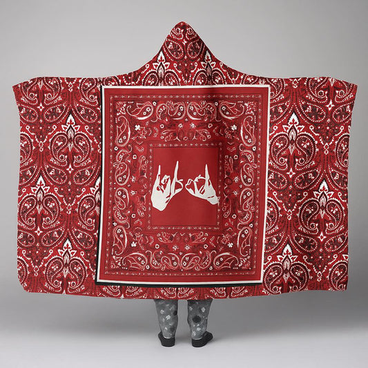 Red Paisley Hooded Blanket – Cozy Streetwear Throw