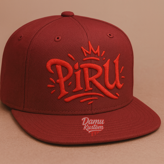 PIRU St Embroidered Burgundy Snapback Cap