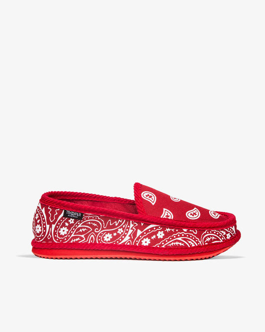 Red Bandana Paisley & Corduroy Slip-Ons