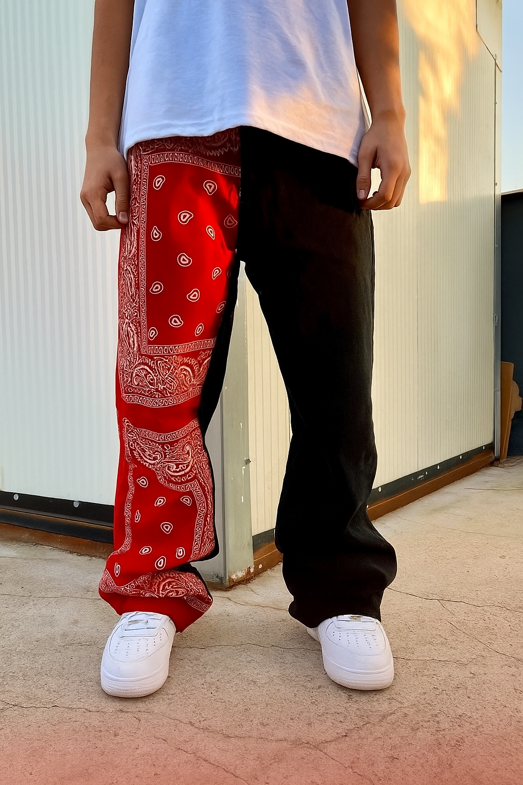 🔥 Red Bandana Patch Jeans – Street Edition 🔥